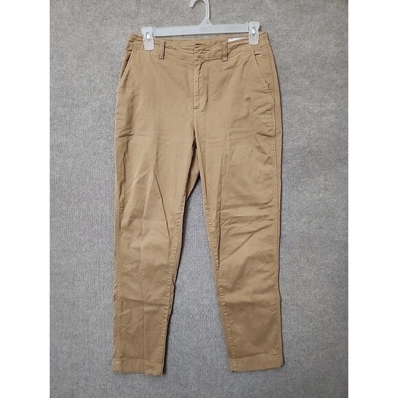 GAP Downtown Khaki Pants Womens 12 Tall Light Brown Stretch - Picture 1 of 8